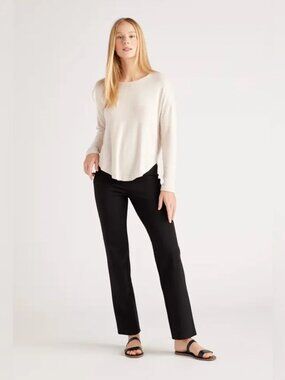 Quince Black Ultra-Stretch Ponte Straight Leg Pants